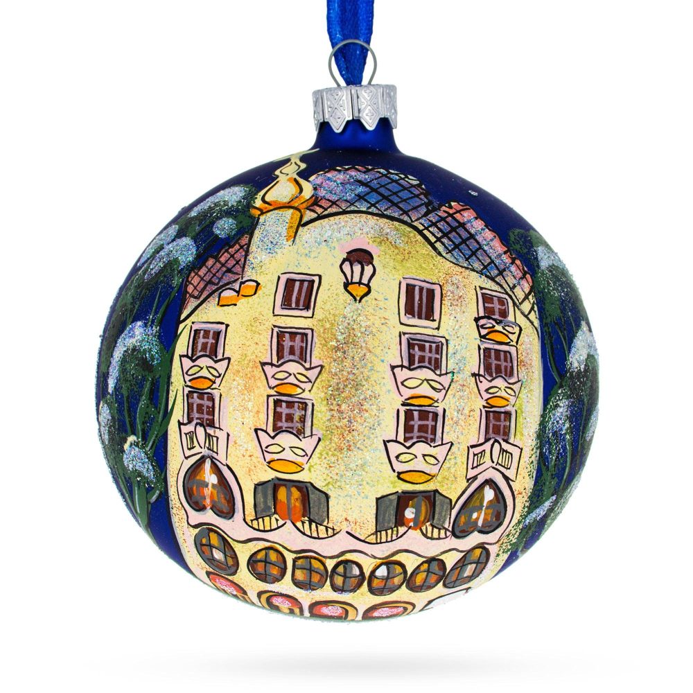 Casa Batllo, Barcelona, Spain Glass Ball Christmas Ornament 4 Inches  |   Travel Ornaments Travel