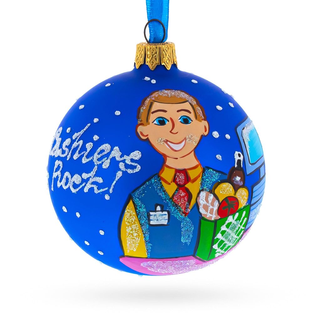 Cashier Blown Glass Ball Christmas Ornament 3.25 Inches  |   Occupations Occupations Occupations