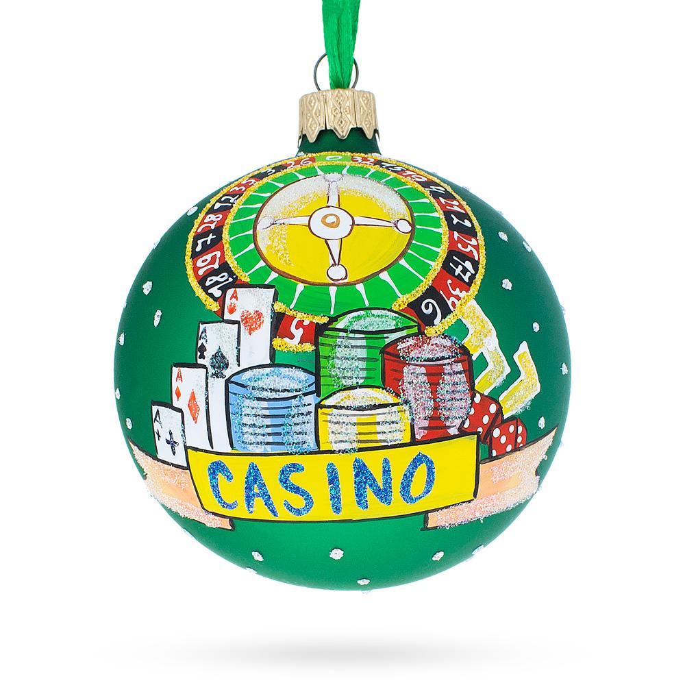 Casino Roulette Table Blown Glass Ball Christmas Ornament 3.25 Inches  |   Hobby Hobby Hobby