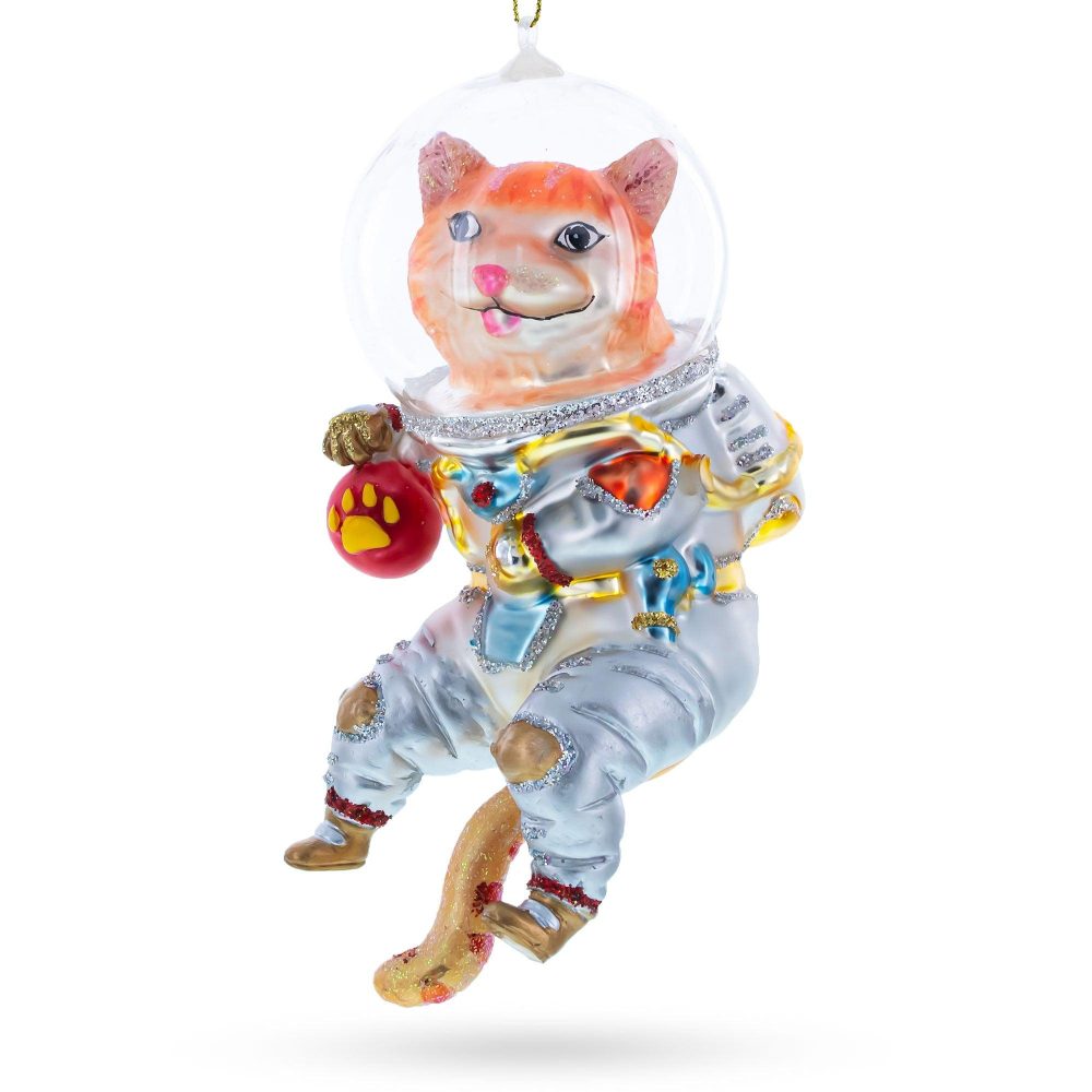 Cat The Astronaut Blown Glass Christmas Ornament  |   Cosmic Cosmic Cosmic