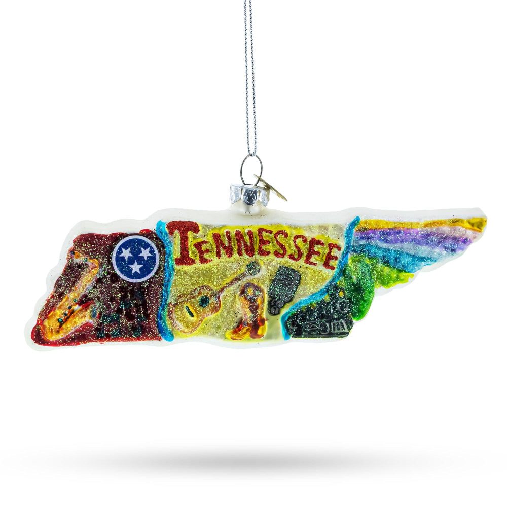 Celebrating The Volunteer State: Tennessee State Symbols Blown Glass Christmas Ornament  |   Travel Ornaments Travel