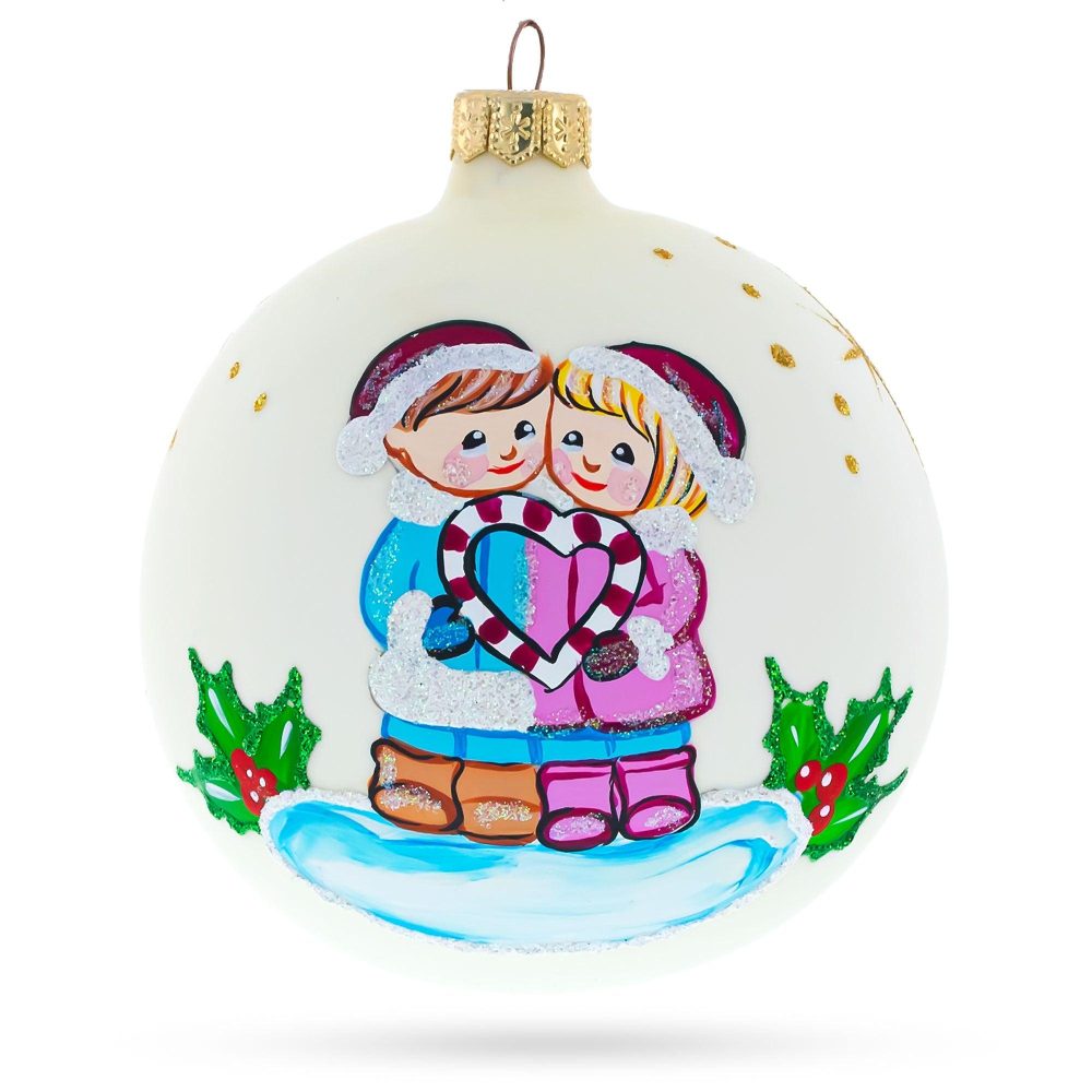 Celebrating Togetherness Hand-Blown Glass Ball ‘Our First Christmas’ Ornament 4 Inches  |   Love Love Love