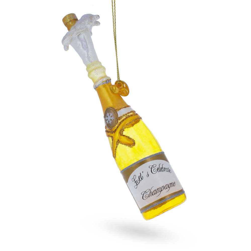 Celebratory Champagne Bottle Pop Glass Christmas Ornament  |   Occasions Occasions Occasions