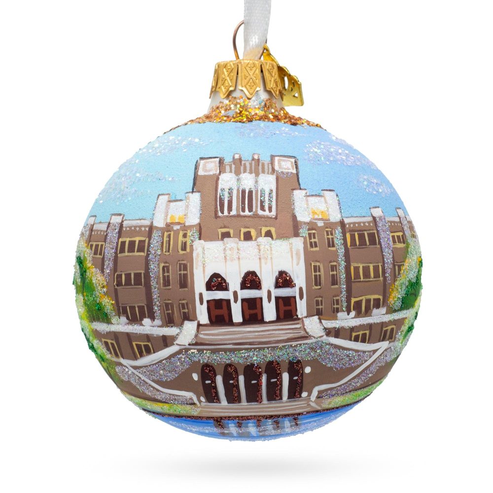 Central High School National Historic Site, Little Rock, Arkansas, Usa Glass Ball Christmas Ornament 3.25 Inches  |   Travel Ornaments Travel