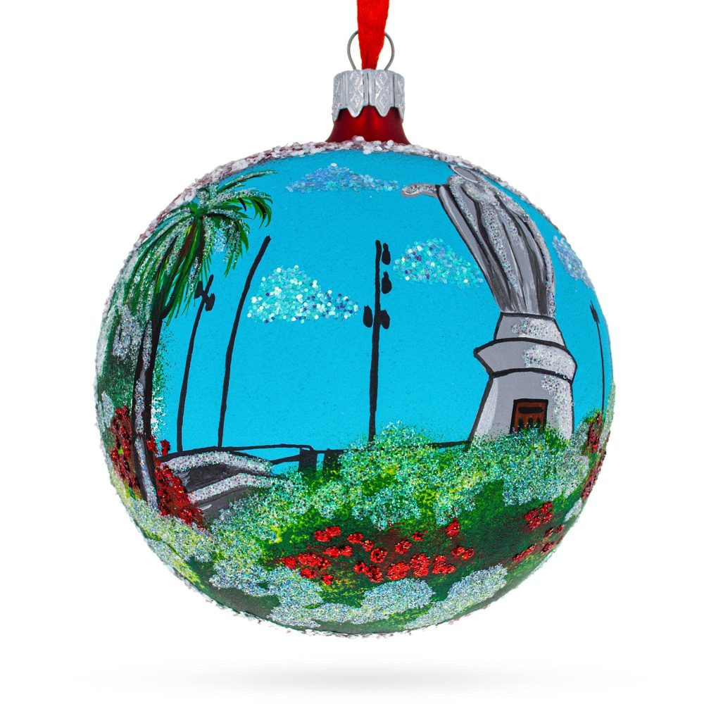 Cerro San Cristobal, Santiago, Chile Glass Ball Christmas Ornament 4 Inches  |   Travel Ornaments Travel