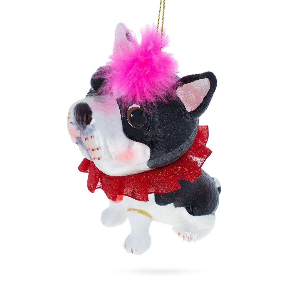 Charming French Bulldog Blown Glass Christmas Ornament  |   Animals Animals Animals