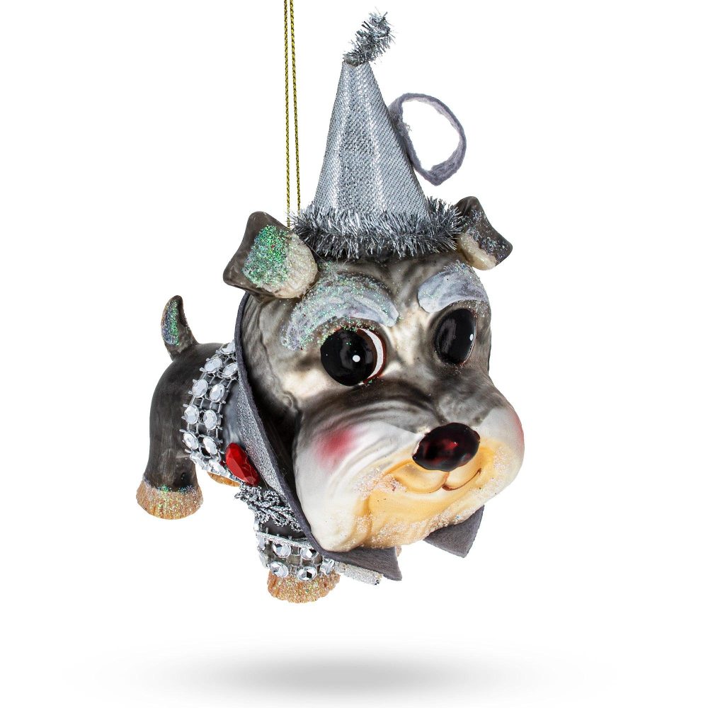 Charming Miniature Schnauzer Blown Glass Christmas Ornament  |   Animals Animals Animals