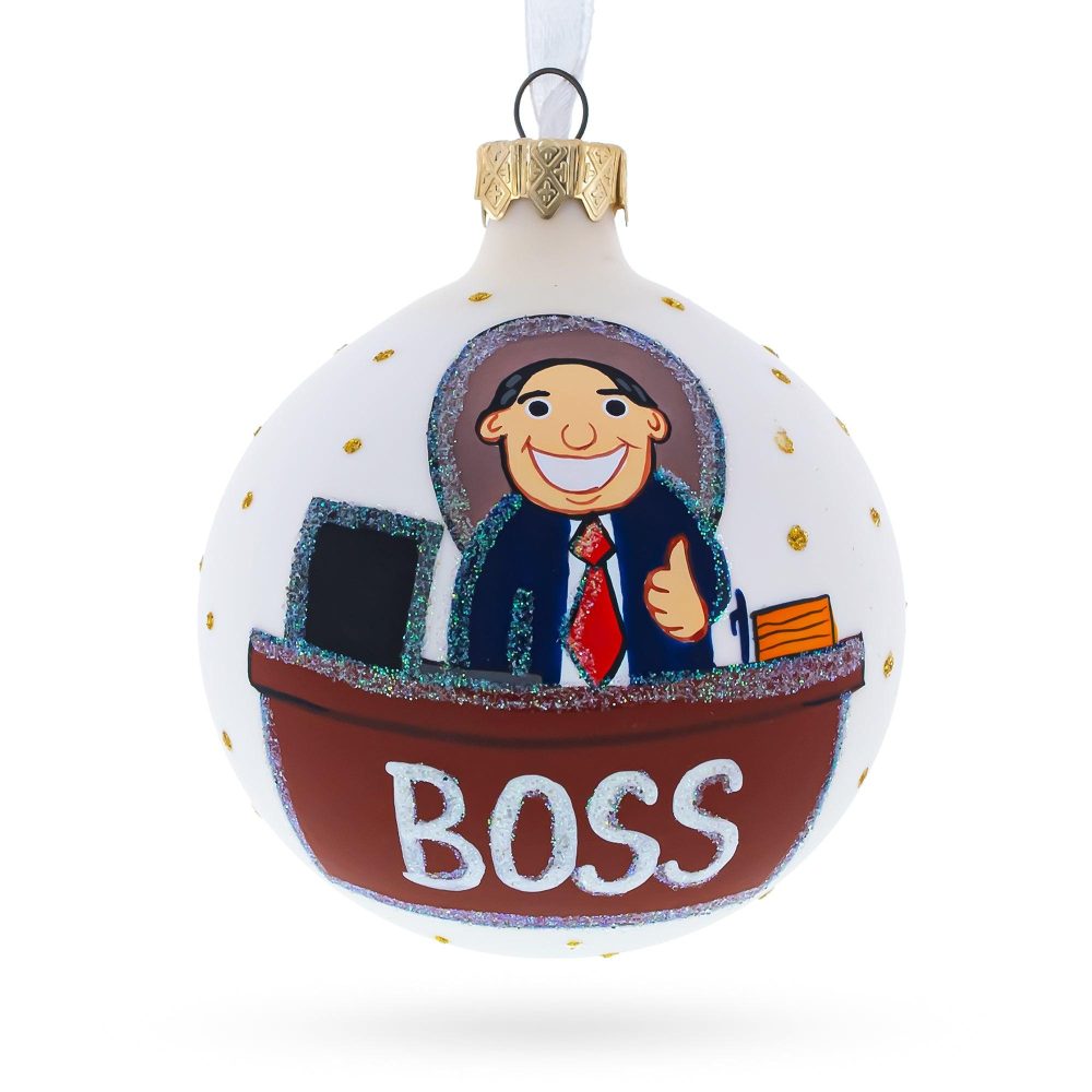 Cheerful Leader Blown Glass Ball Boss Christmas Ornament 3.25 Inches  |   Occupations Occupations Occupations