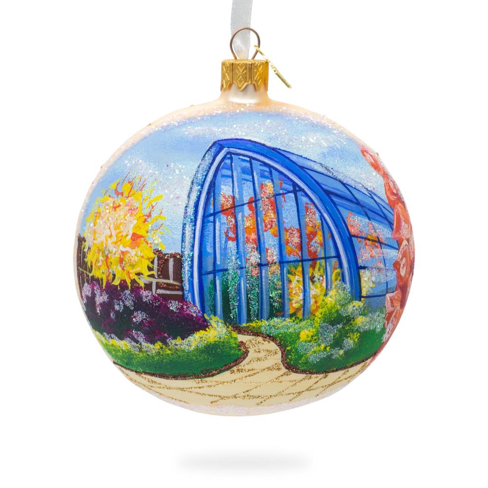 Chihuly Garden And Glass, Seattle, Washington, Usa Glass Ball Christmas Ornament 4 Inches  |   Travel Ornaments Travel