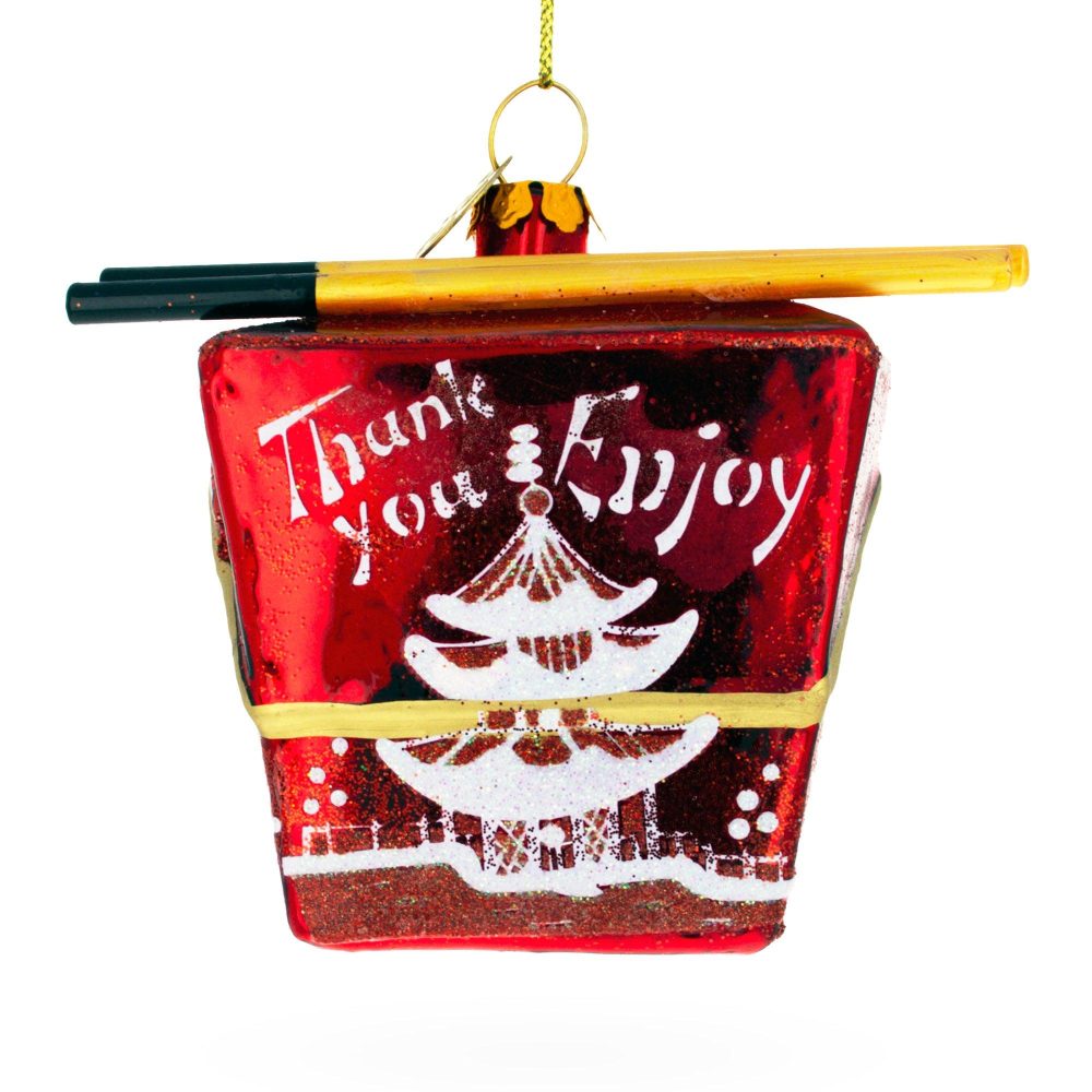 Chinese Takeout Blown Glass Christmas Ornament  |   Food Food Food