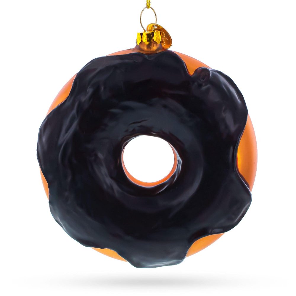 Chocolate Covered Donut Blown Glass Christmas Ornament  |   Food Food Food