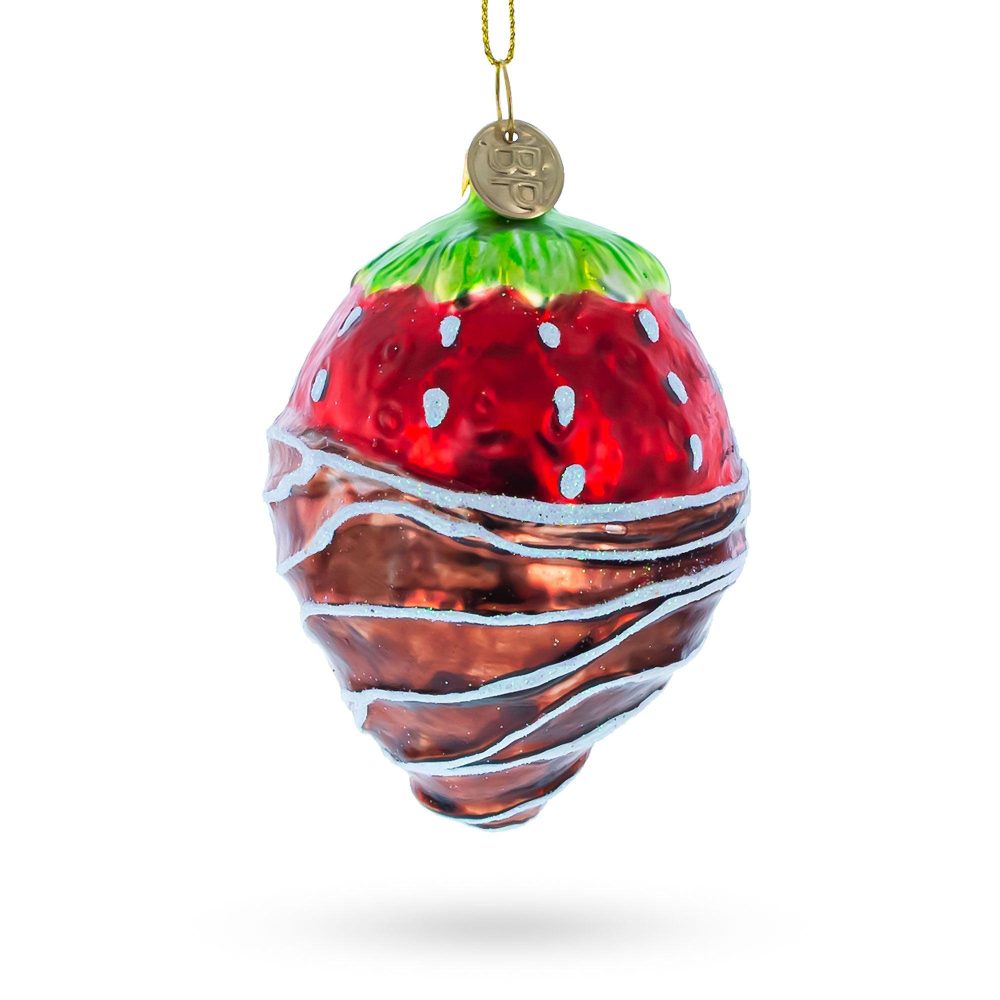 Chocolate-Dipped Strawberry Blown Glass Christmas Ornament  |   Food Food Food