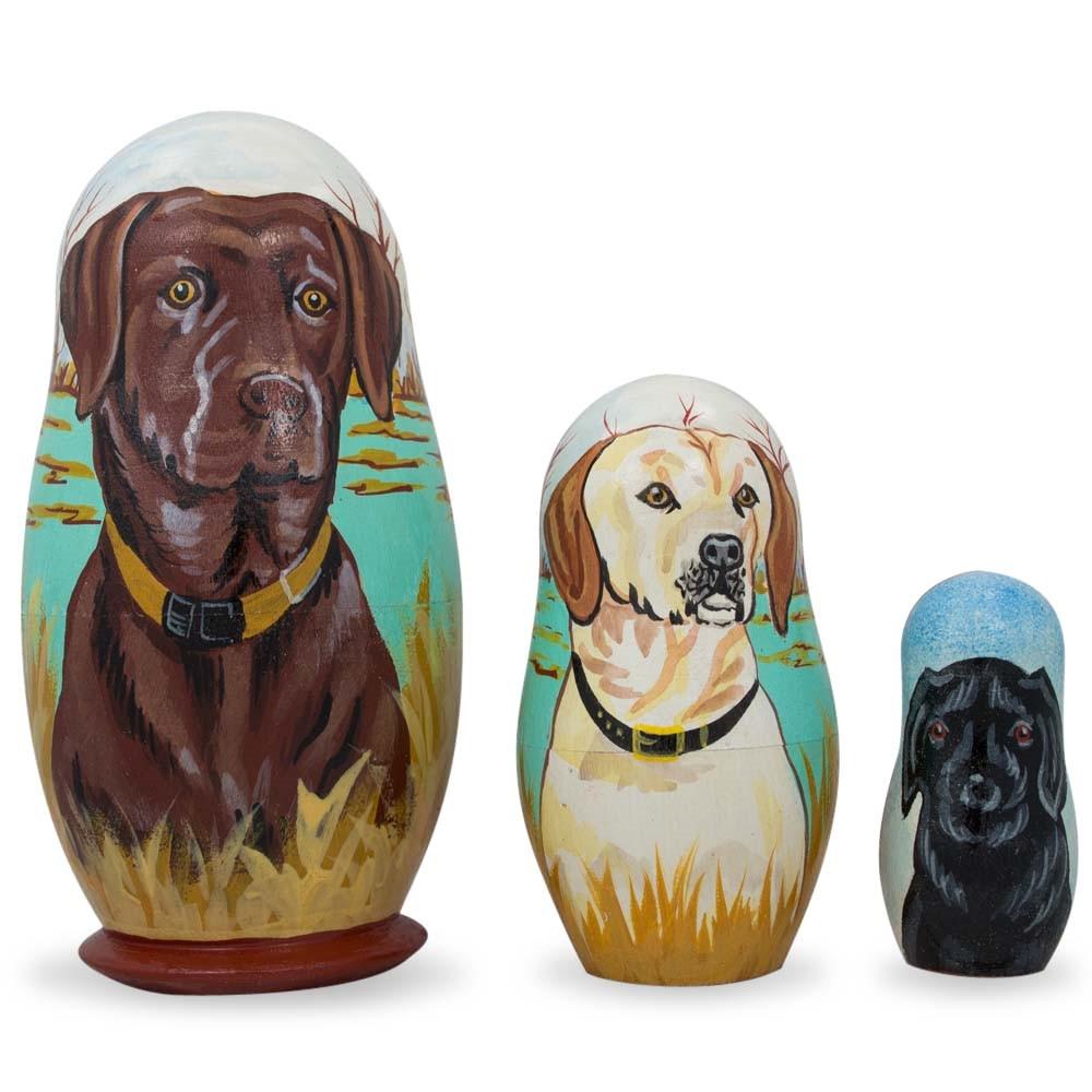 Chocolate, Yellow & Black Labrador Retrievers Wooden Nesting Dolls 4.25 Inches  |   Personalized Ornaments Personalized