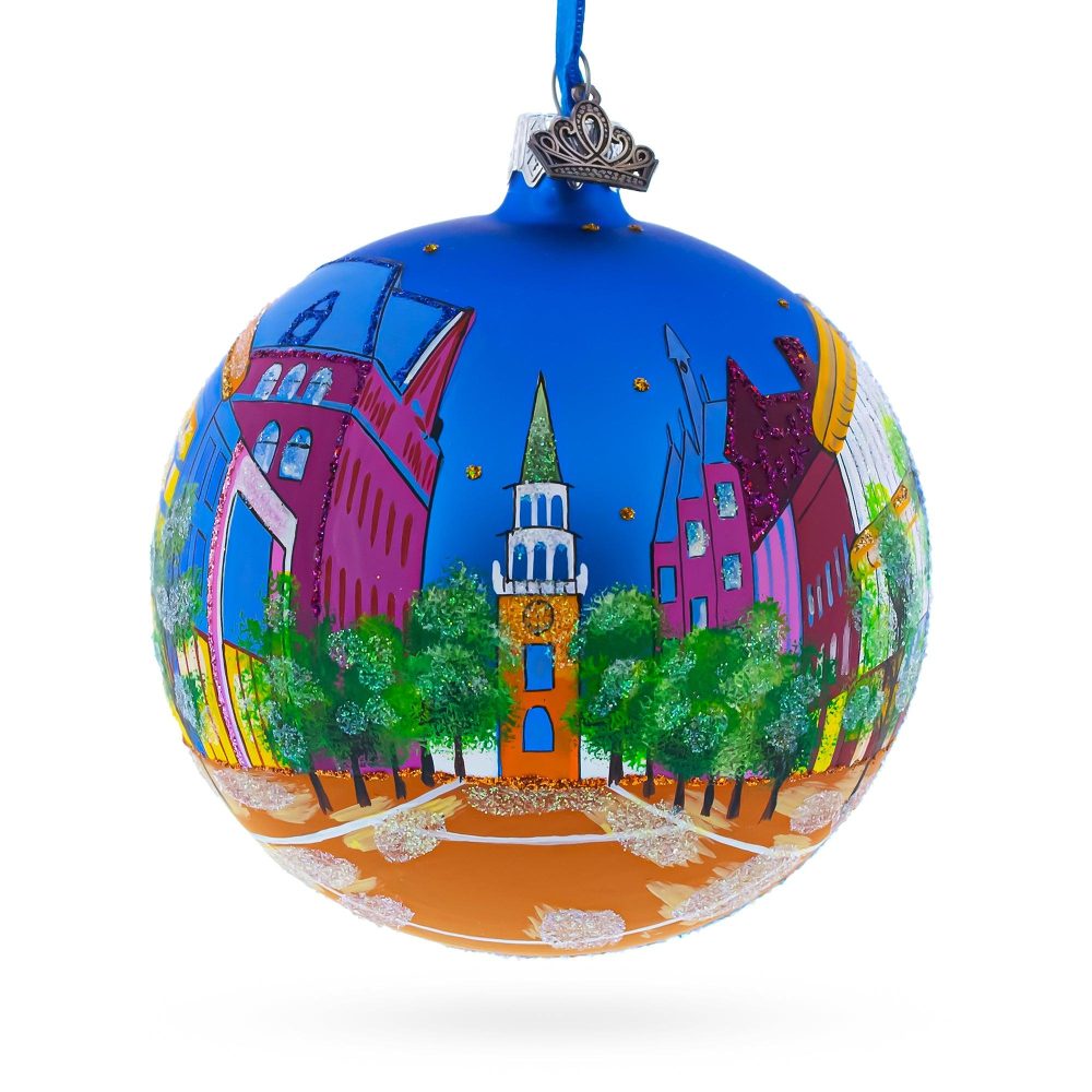 Church Street Marketplace, Burlington, Vermont, Usa Glass Ball Christmas Ornament 4 Inches  |   Travel Ornaments Travel