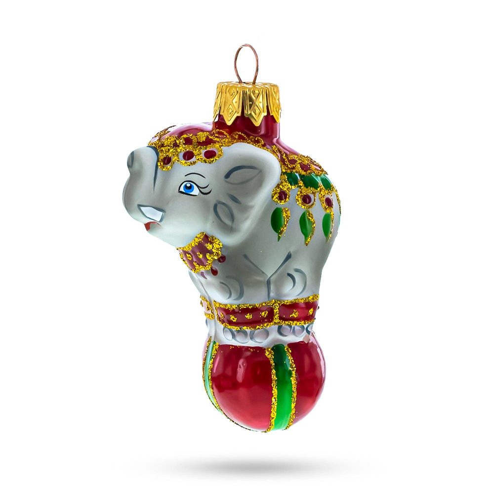 Circus Elephant On The Ball Mini Glass Ornaments  |   Animals Animals Animals