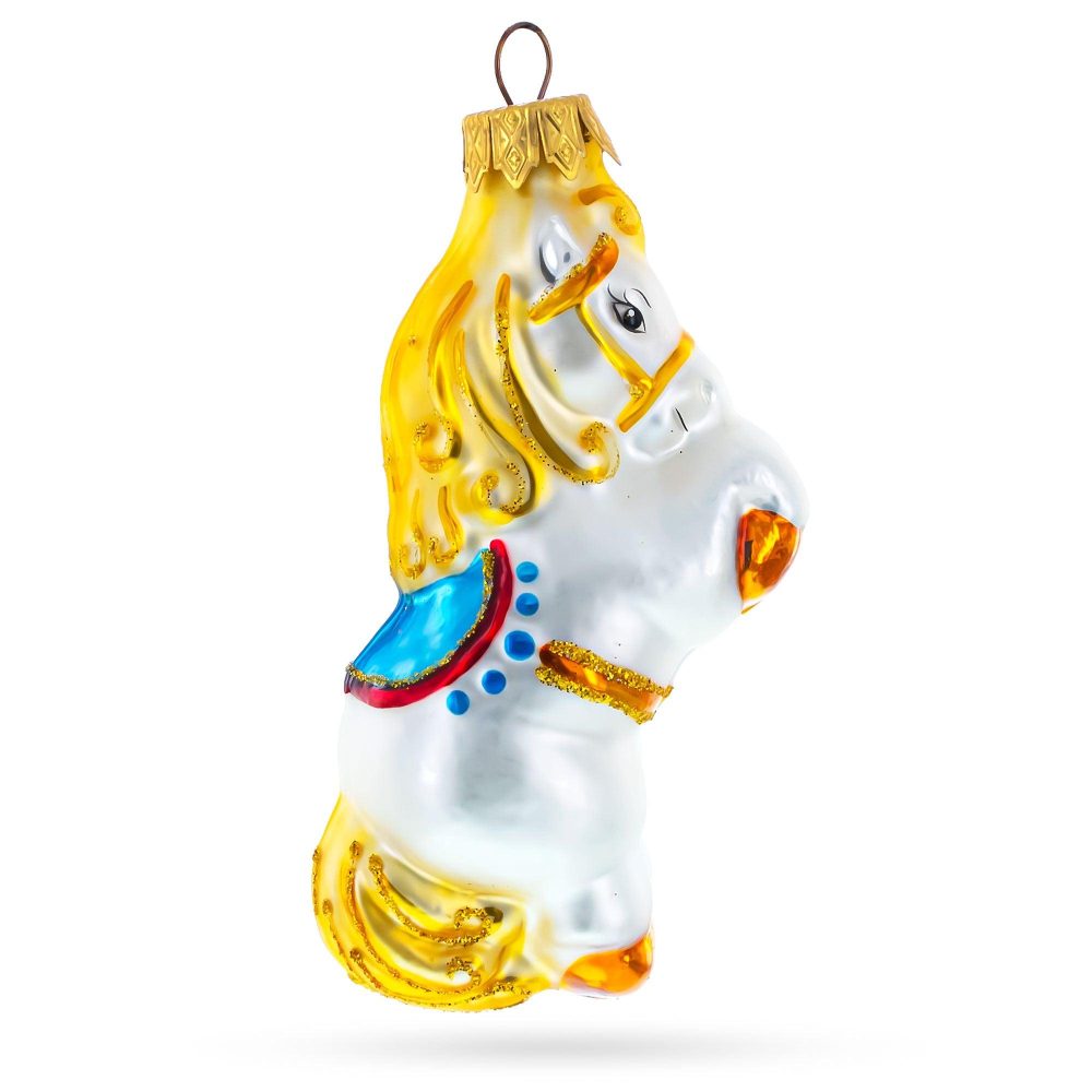 Circus Horse Standing On Back Legs Mini Glass Christmas Ornament  |   Animals Animals Animals