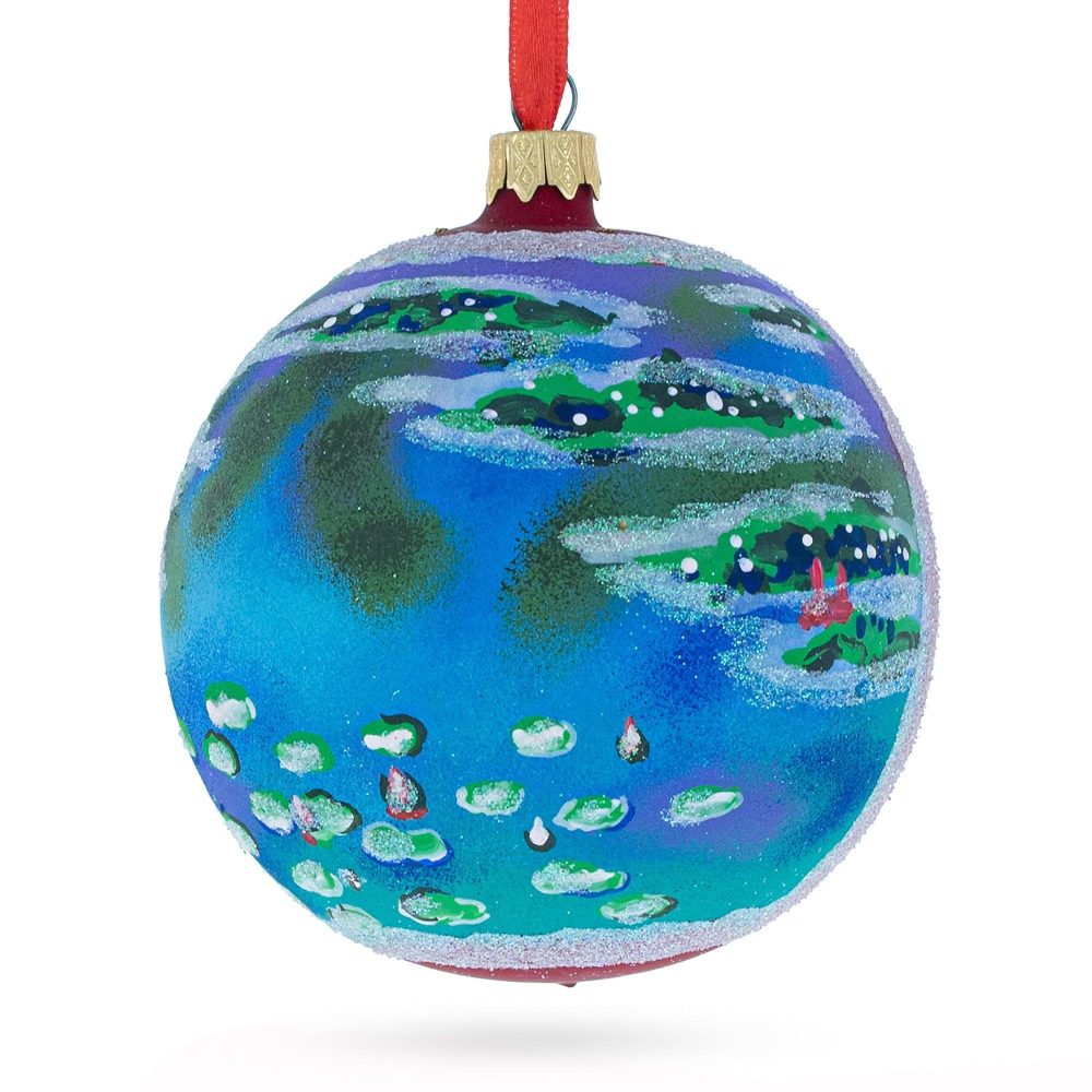 Claude Monet’S 1907 ‘Water Lilies’ Masterpiece Blown Glass Ball Christmas Ornament 4 Inches  |   Artworks Artworks Artworks