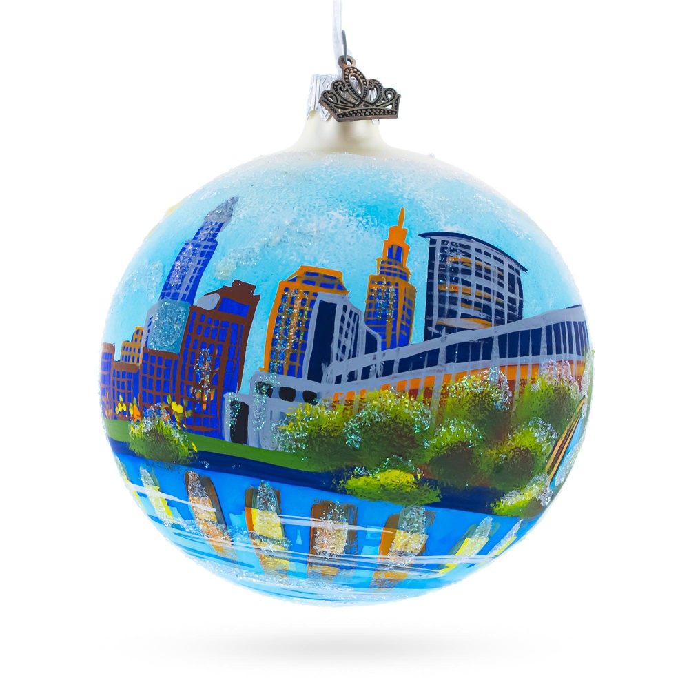 Cleveland, Ohio Glass Ball Christmas Ornament 4 Inches  |   Travel Ornaments Travel