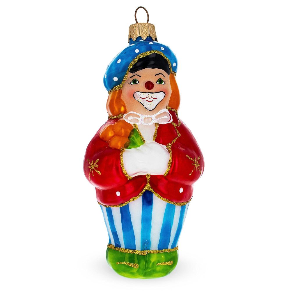 Clown In Red Jacket Mini Glass Christmas Ornament  |   Baby Baby Baby