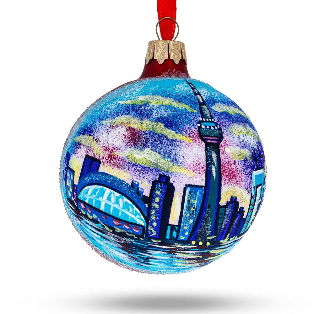 Cn Tower, Toronto, Canada Glass Ball Christmas Ornament 3.25 Inches  |   Travel Ornaments Travel