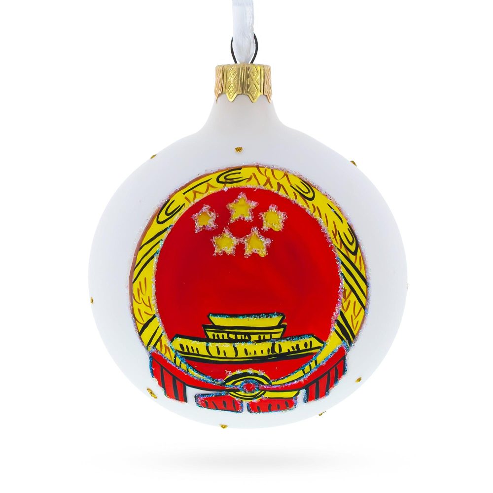 Coat Of Arms Of China Blown Glass Ball Christmas Ornament 3.25 Inches  |   Personalized Ornaments Personalized