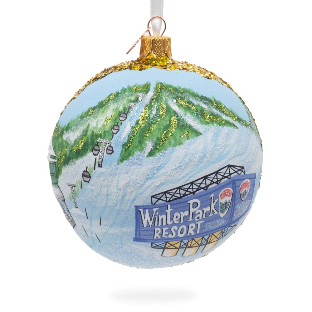 Colorado Ski Resort, Usa Glass Ball Christmas Ornament 4 Inches  |   Travel Ornaments Travel