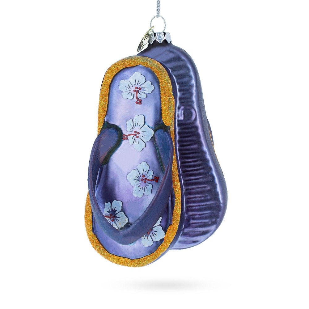 Colorful Flip Flops Blown Glass Christmas Ornament  |   Fashion Fashion Fashion