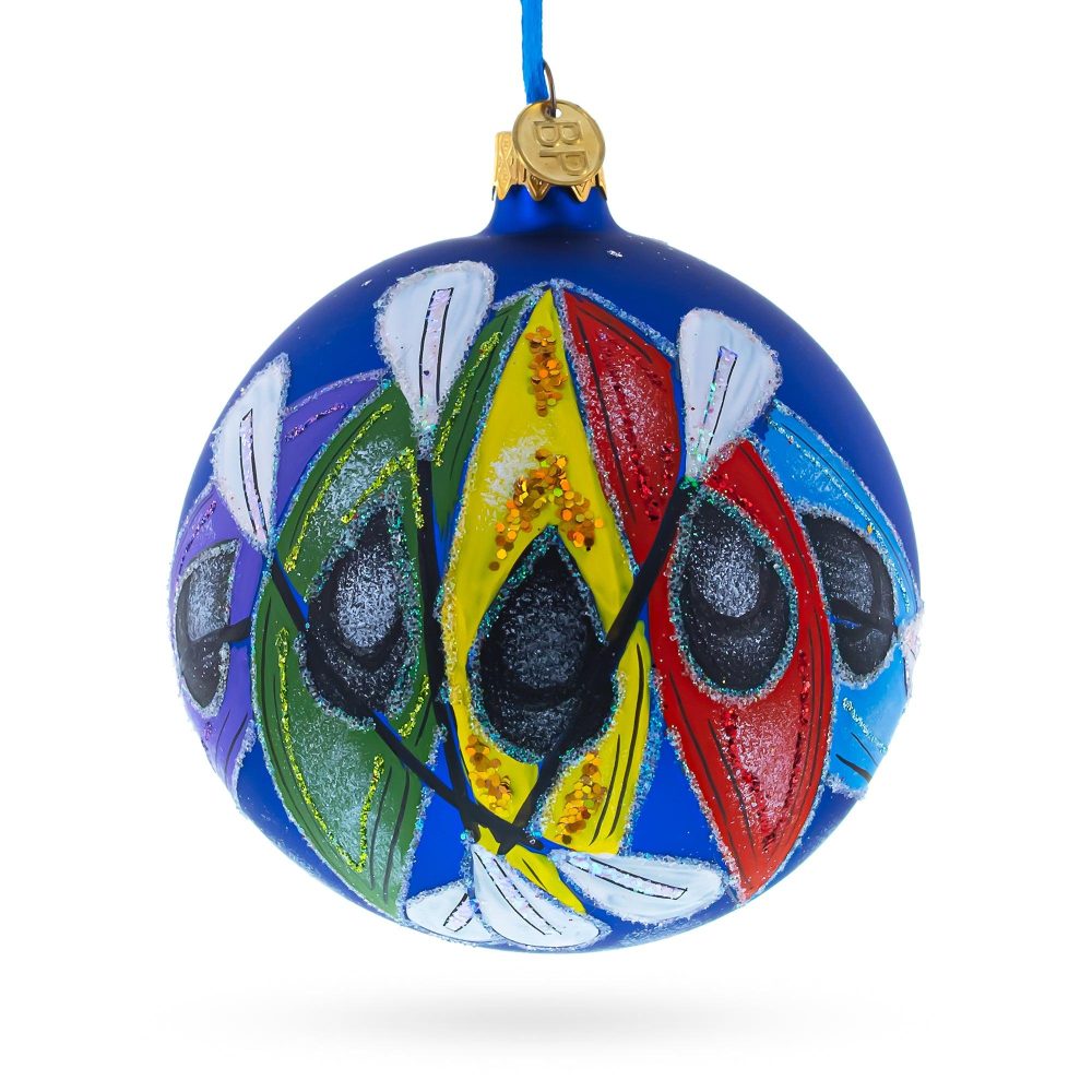 Colorful Kayaks Blown Glass Ball Christmas Ornament 4 Inches  |   Personalized Ornaments Personalized