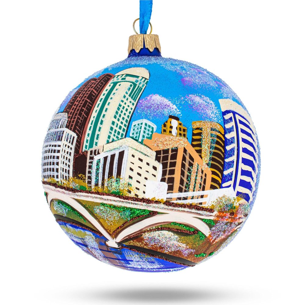 Columbus, Ohio, Usa Glass Ball Christmas Ornament 4 Inches  |   Travel Ornaments Travel