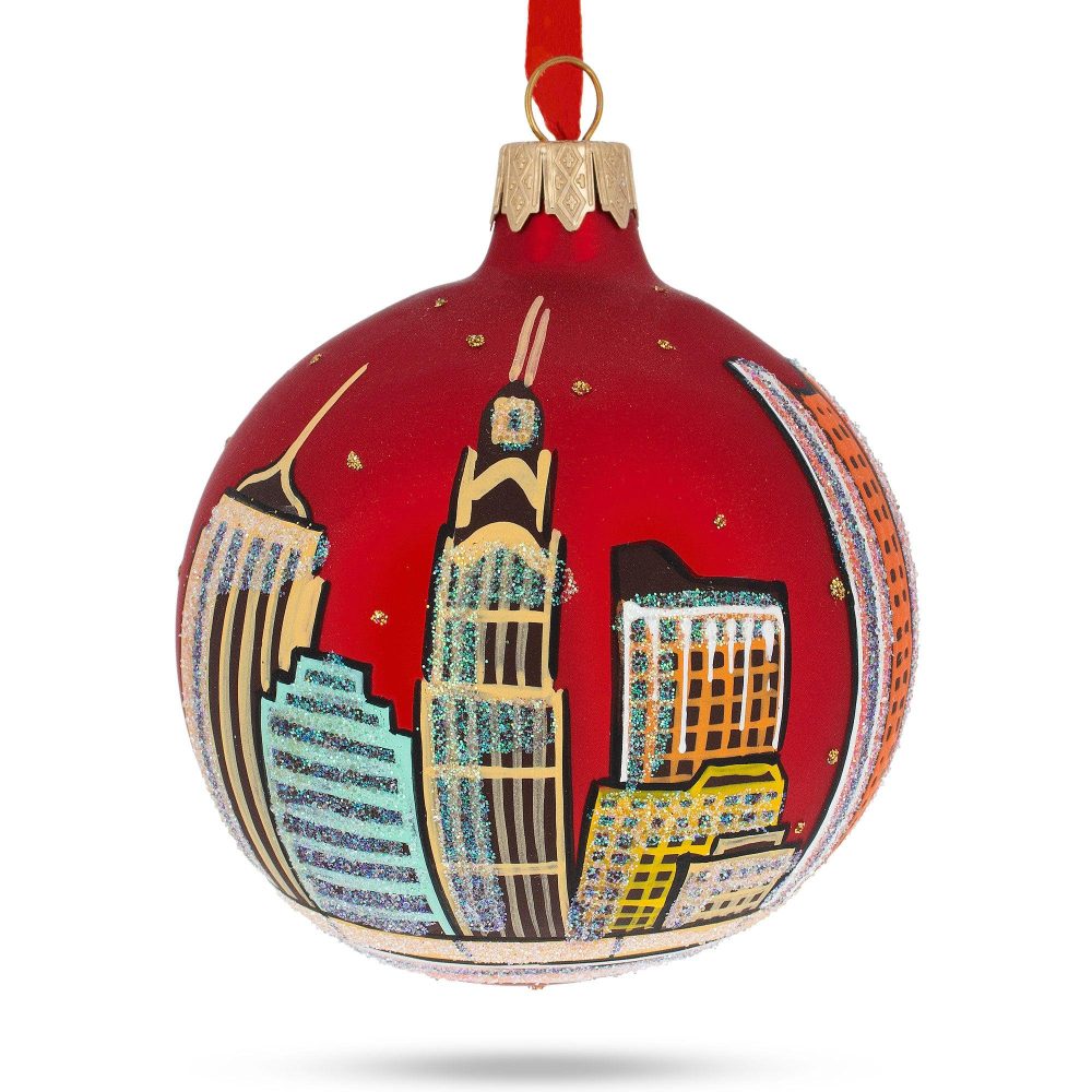 Columbus, Ohio, Usa Glass Christmas Ornament 3.25 Inches  |   Travel Ornaments Travel