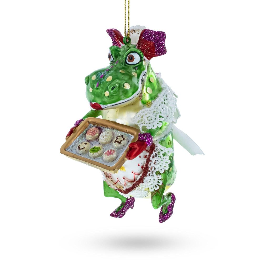 Cookie-Bearing Dragon Delight Blown Glass Christmas Ornament  |   Fairy Tales Fairy Tales Fairy Tales