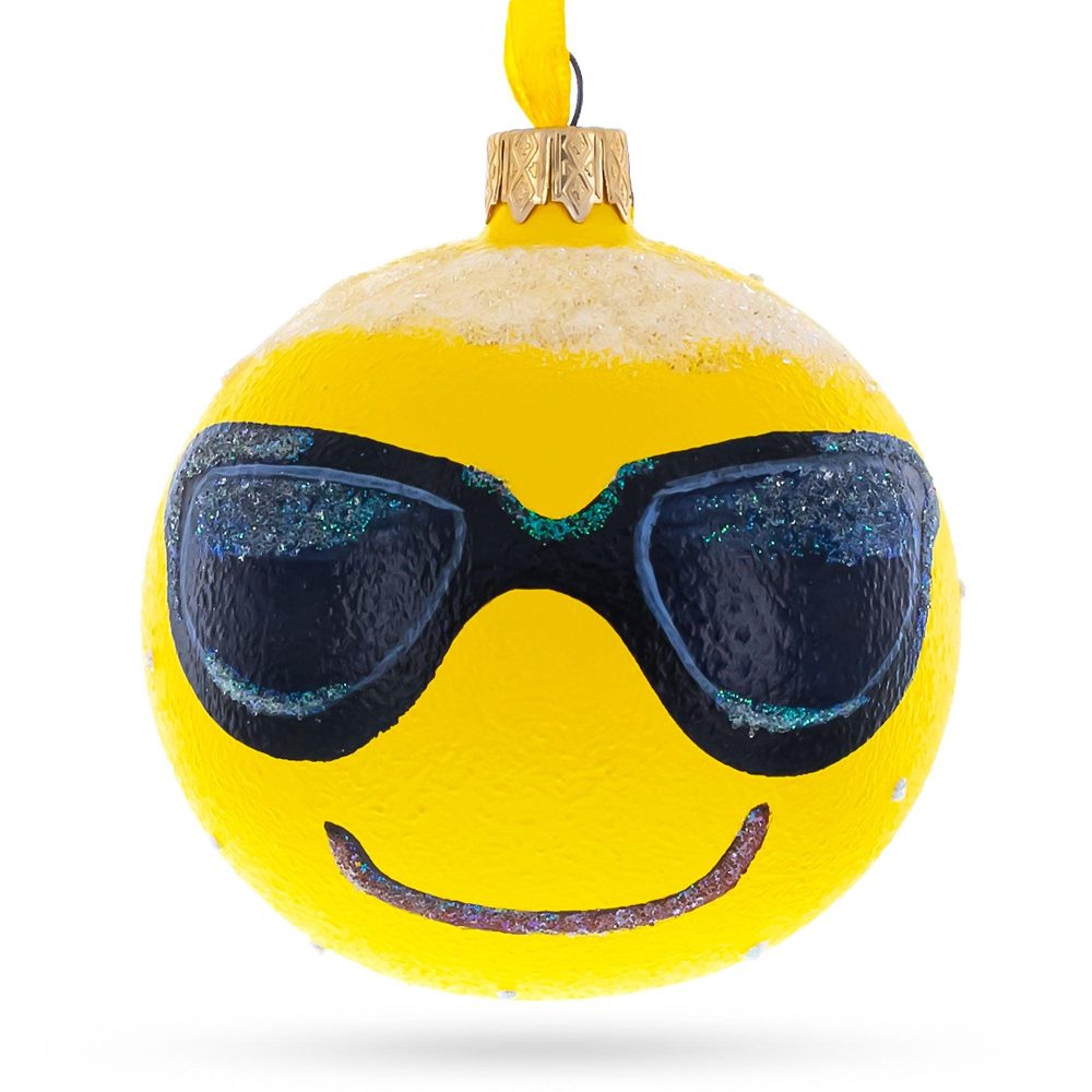 Cool Sunglasses Facial Expressions Blown Glass Ball Christmas Ornament 3.25 Inches  |   Facial Expressions Facial Expressions Facial Expressions