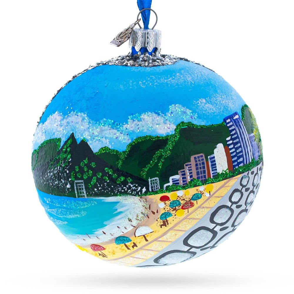 Copacabana, Rio De Janeiro, Brazil Glass Ball Christmas Ornament 4 Inches  |   Travel Ornaments Travel