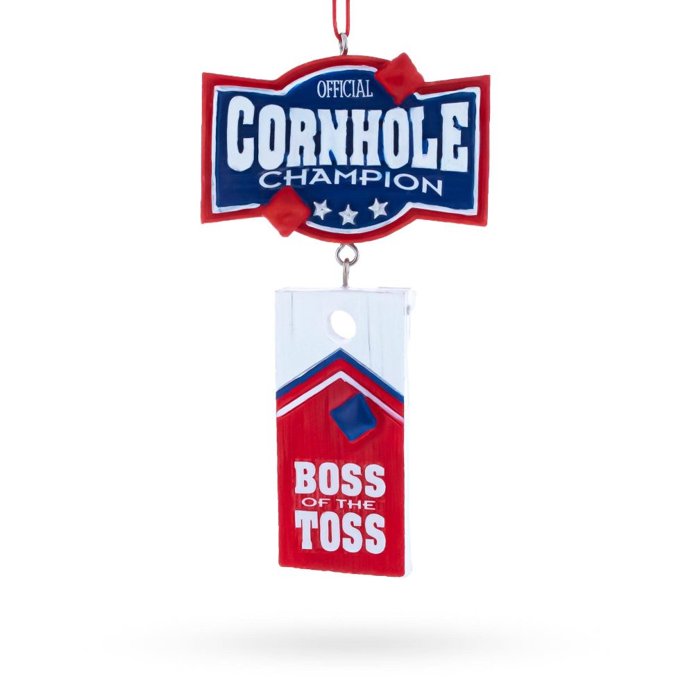 Cornhole Champion Boss Of The Toss Resin Christmas Ornament  |   Hobby Hobby Hobby