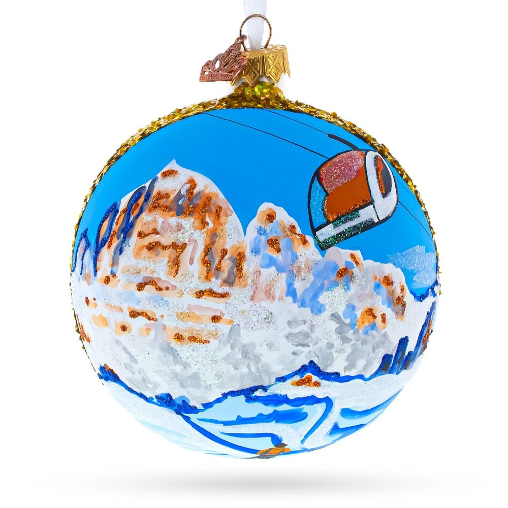 Cortina D’Ampezzo Ski Resort, Italy Glass Ball Christmas Ornament 4 Inches  |   Travel Ornaments Travel