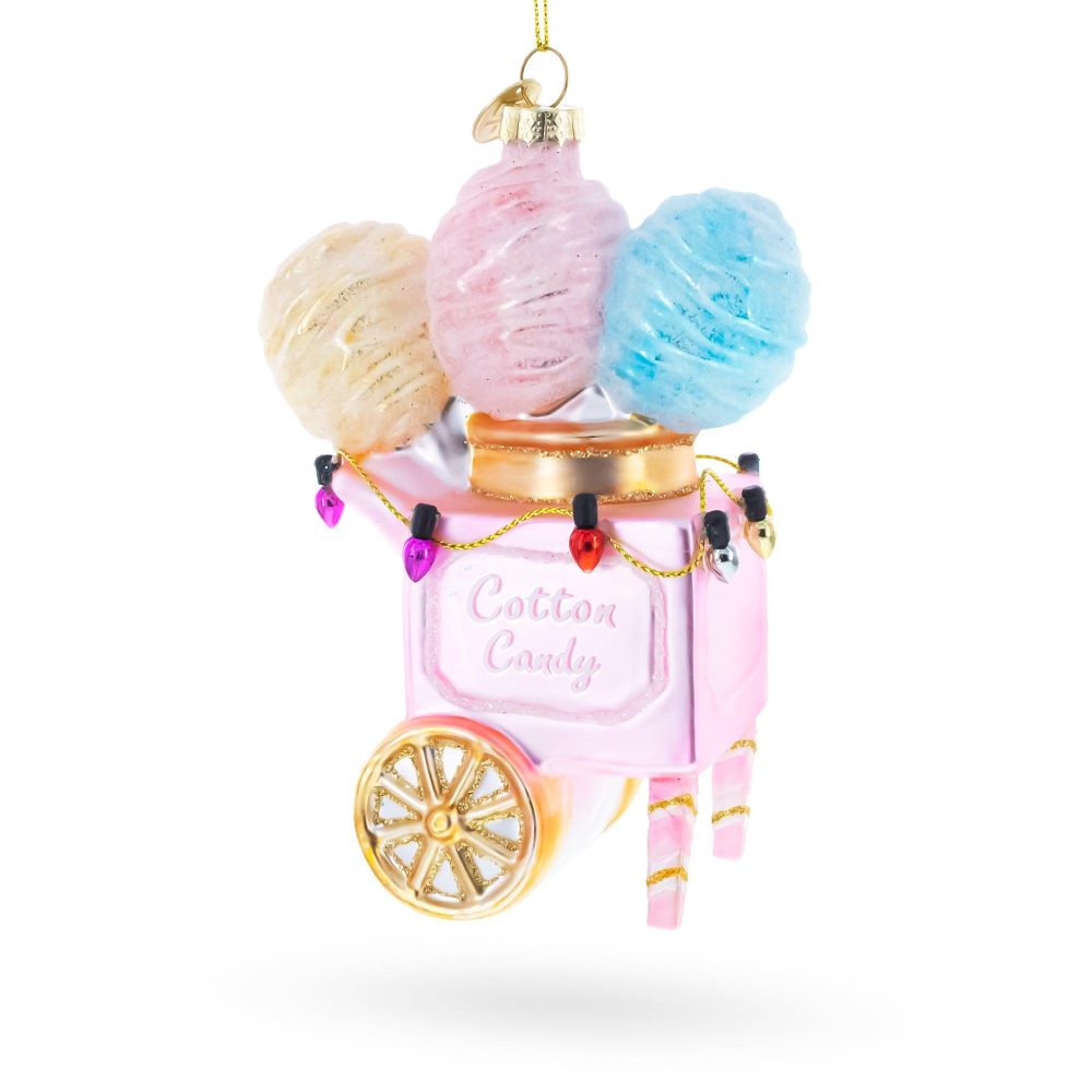 Cotton Candy Cart Blown Glass Christmas Ornament  |   Food Food Food