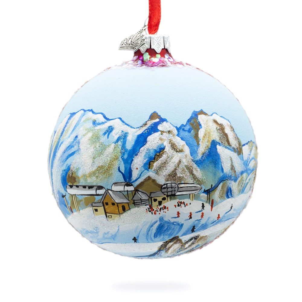 Courchevel Ski Resort, France Glass Ball Christmas Ornament 4 Inches  |   Travel Ornaments Travel