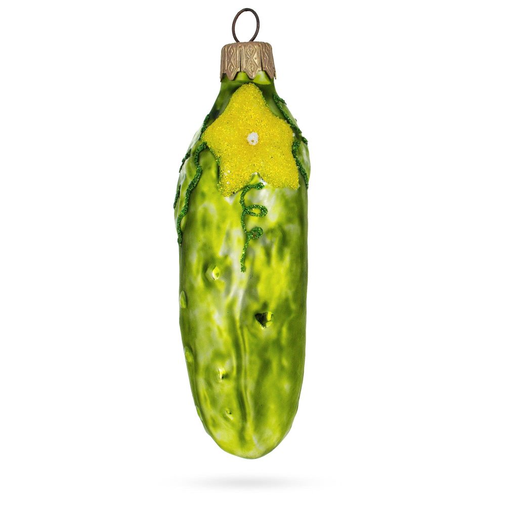 Cucumber With Vine Mini Glass Christmas Ornament  |   Food Food Food