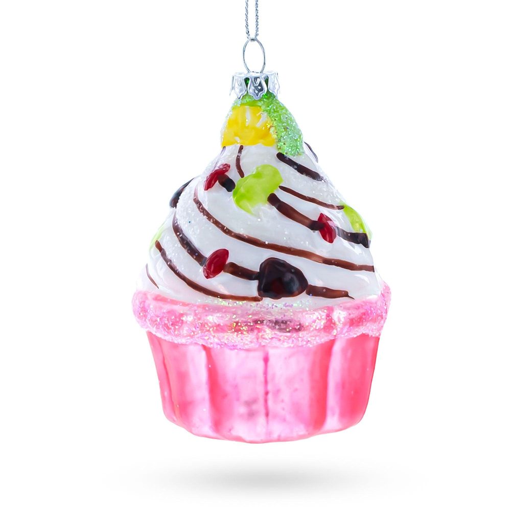 Cupcake/Muffin Blown Glass Christmas Ornament  |   Food Food Food