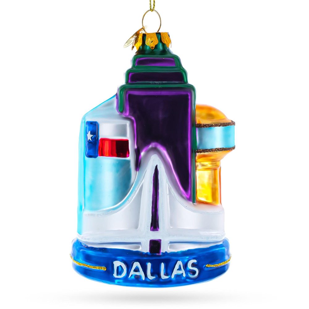 Dallas Attractions Blown Glass Christmas Ornament  |   Travel Ornaments Travel