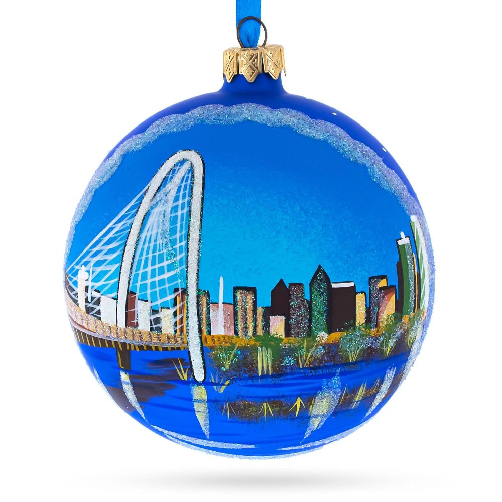 Dallas, Texas Glass Ball Christmas Ornament 4 Inches  |   Travel Ornaments Travel