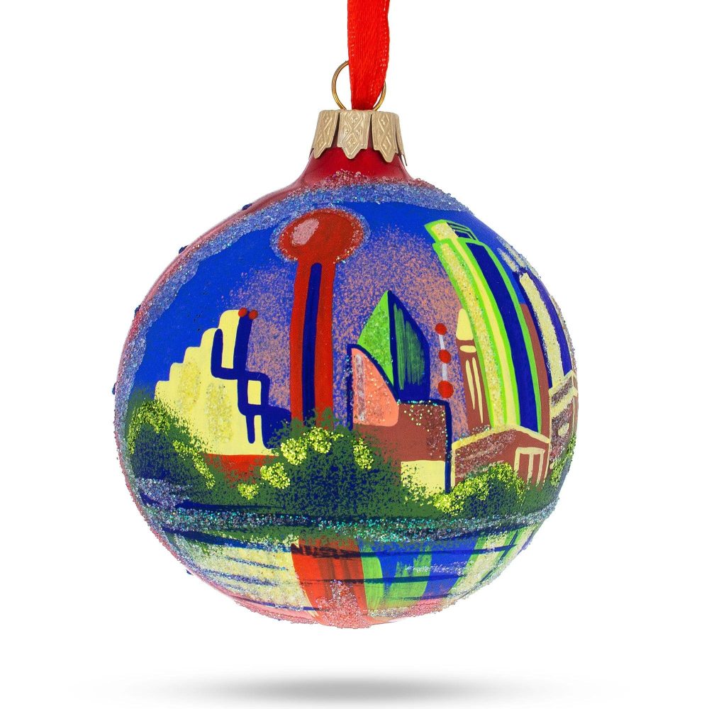 Dallas, Texas, Usa Glass Christmas Ornament 3.25 Inches  |   Travel Ornaments Travel