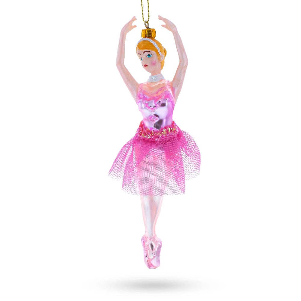 Dancing Ballerina In Pink Dress -Blown Glass Christmas Ornament  |   Personalized Ornaments Personalized