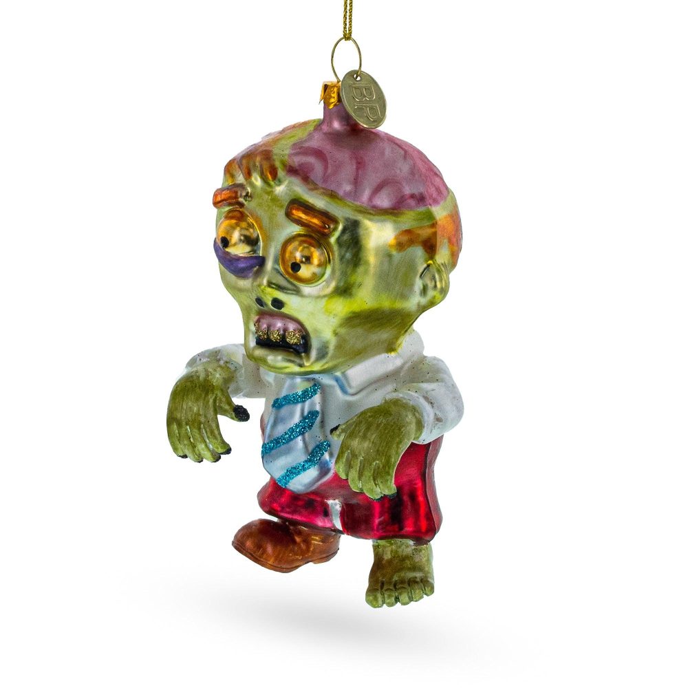 Dapper Zombie In Formal Attire Glass Christmas Ornament  |   Fairy Tales Fairy Tales Fairy Tales