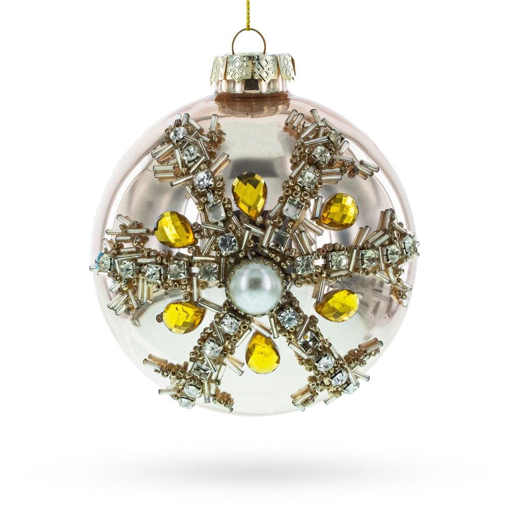 Dazzling Jeweled Star Glass Blown Ball Christmas Ornament  |   Couturier Couturier Couturier