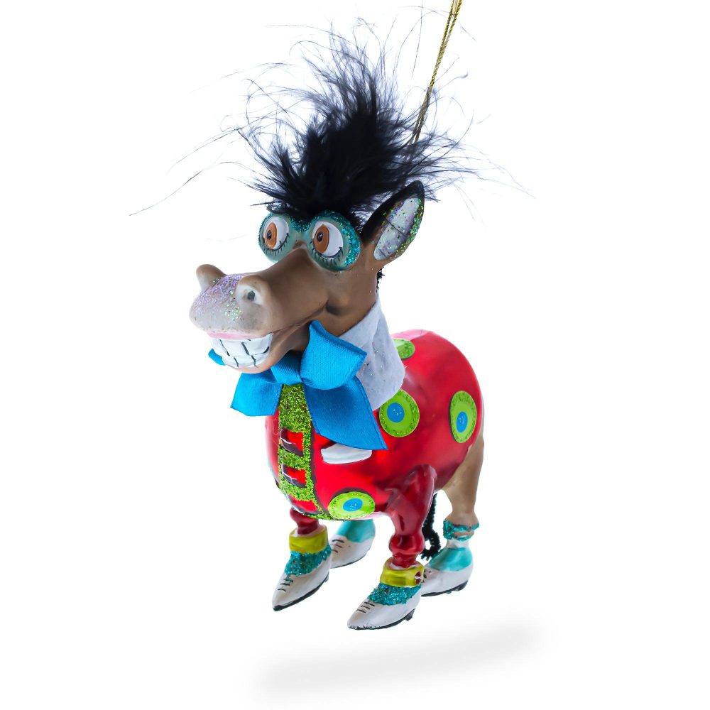 Debonair Donkey Blown Glass Christmas Ornament  |   Animals Animals Animals