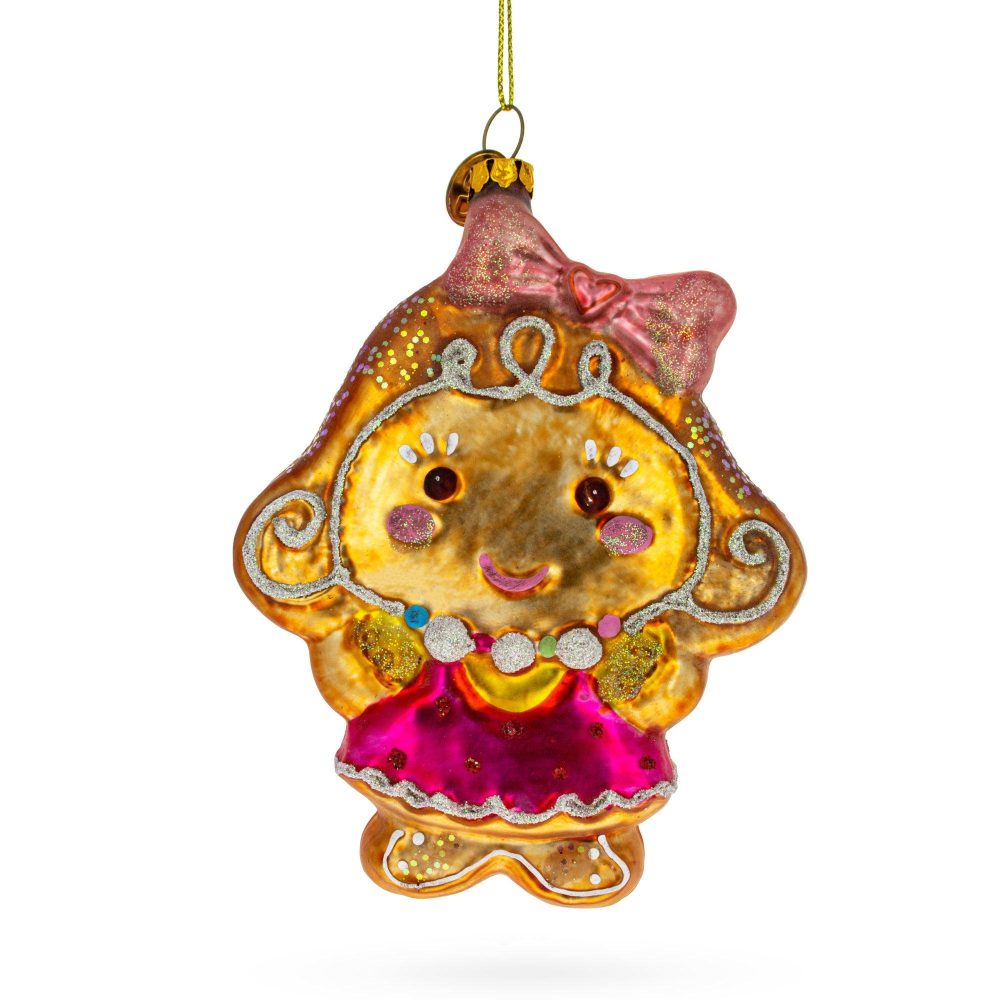 Delightful Gingerbread Girl Blown Glass Christmas Ornament  |   Gingerbread Gingerbread Gingerbread