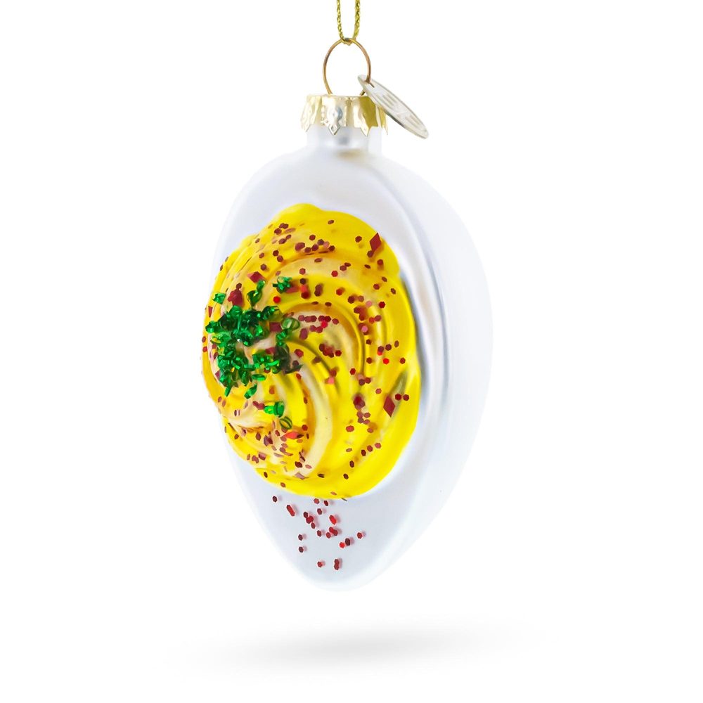 Deviled Egg Blown Glass Christmas Ornament  |   Food Food Food