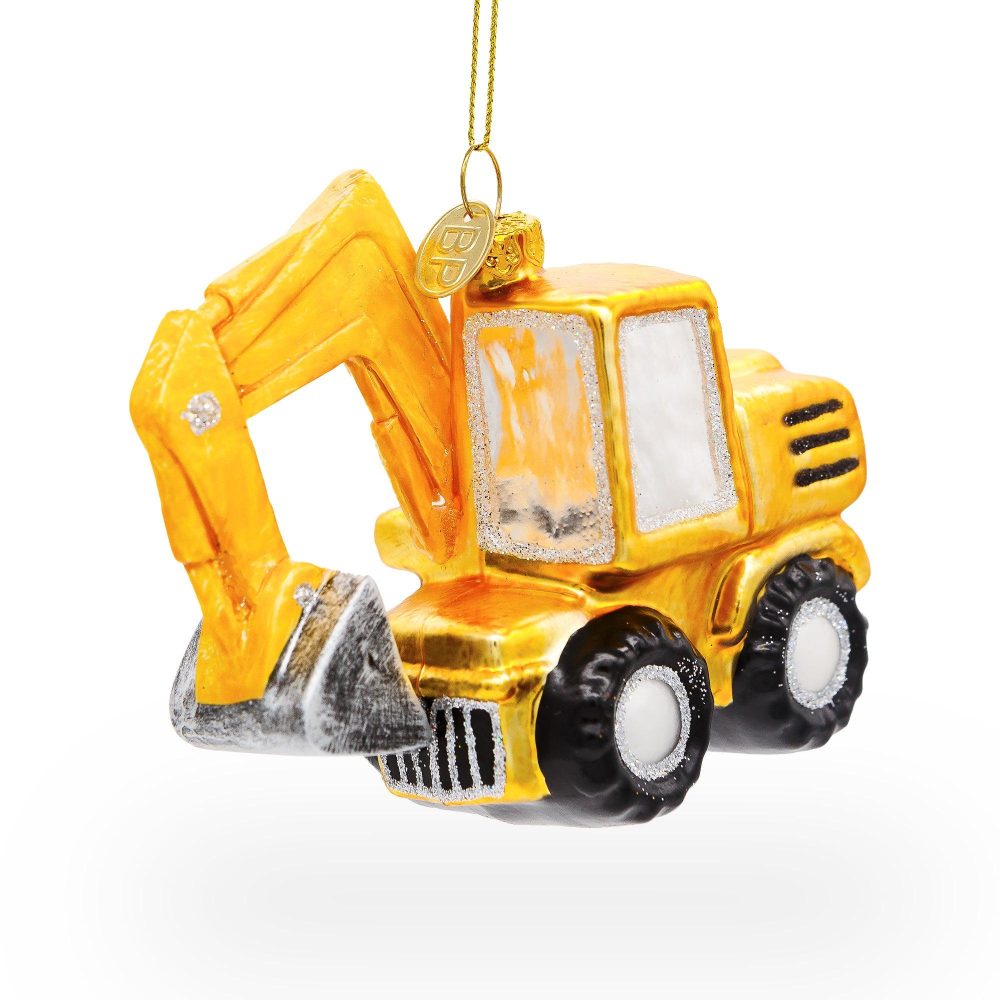 Diligent Excavator Blown Glass Christmas Ornament  |   Personalized Ornaments Personalized