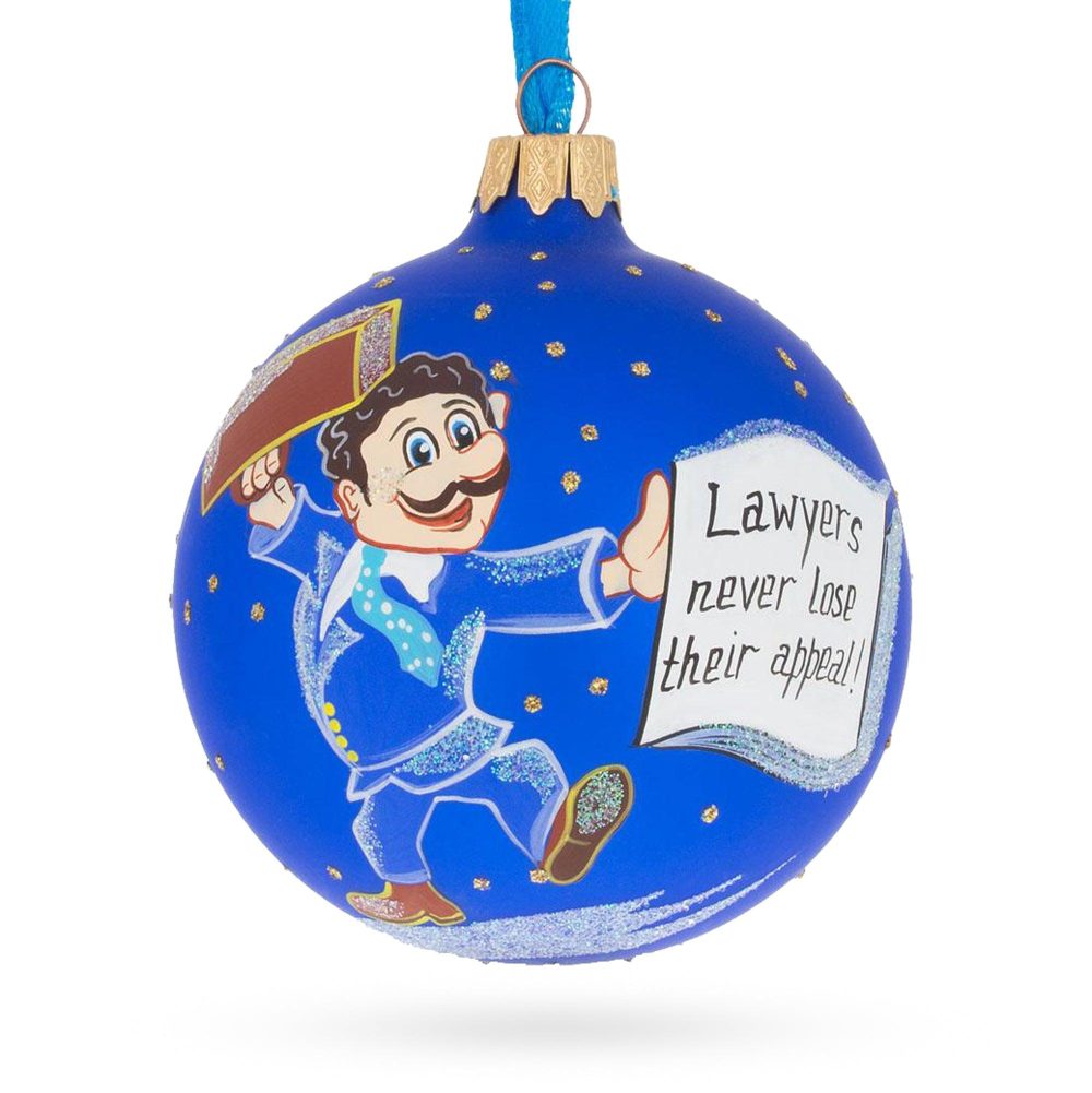 Distinguished Lawyer With Briefcase Blown Glass Ball Christmas Ornament 3.25 Inches  |   Occupations Occupations Occupations